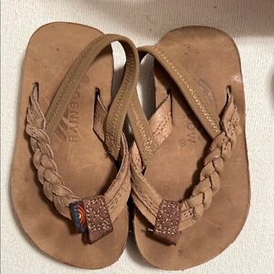 Rainbow Brown Braided Sandals for baby girls